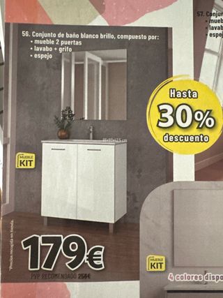 Conjunto baño blanco brillo 2 puertas