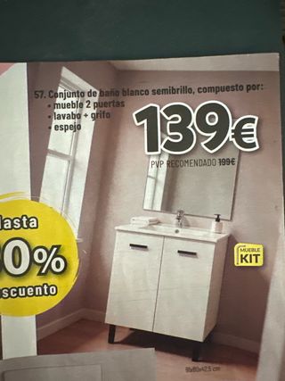 Conjunto Mueble Baño Blanco Semibrillo