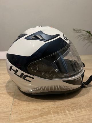 Casco Moto HJC Blanco y Negro