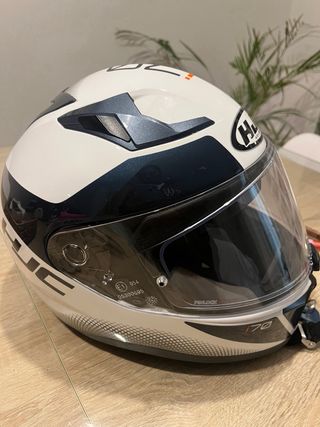 Casco Moto HJC Blanco y Negro