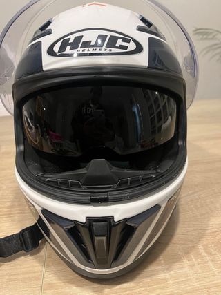 Casco Moto HJC Blanco y Negro