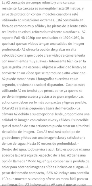 Cámara estilo gopro/insta Isaw A2 FullHD