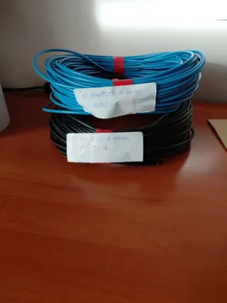 2 Rollos Cable Eléctrico 6mm Azul y Negro