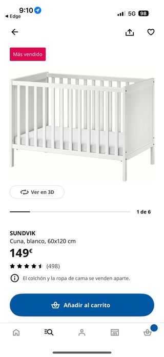 Cuna SUNDVIK blanca 60x120 cm