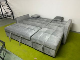 SOFÁ-CAMA chaise-longue GRIS TERCIOPELO!!