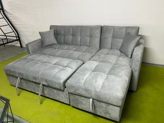 SOFÁ-CAMA chaise-longue GRIS TERCIOPELO!!