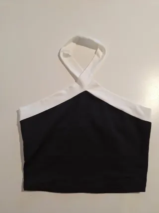 Top SHEIN cruzado blanco y negro Talla S NUEVO