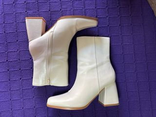 Botines tacón blanco/crema talla 38