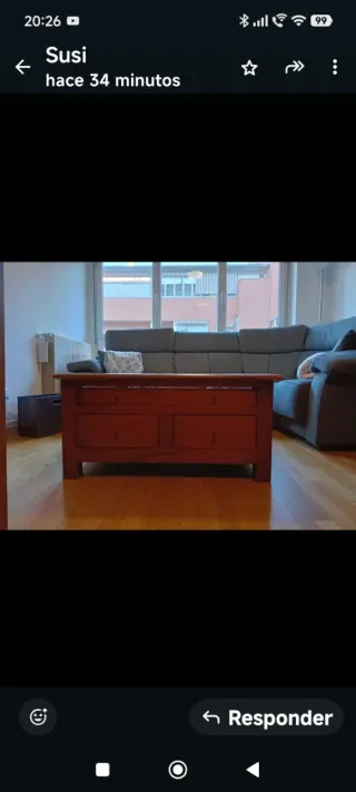Mesa de centro de madera y cristal