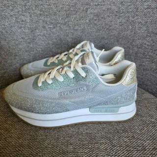 Zapatillas Pepe Jeans plateadas y turquesa