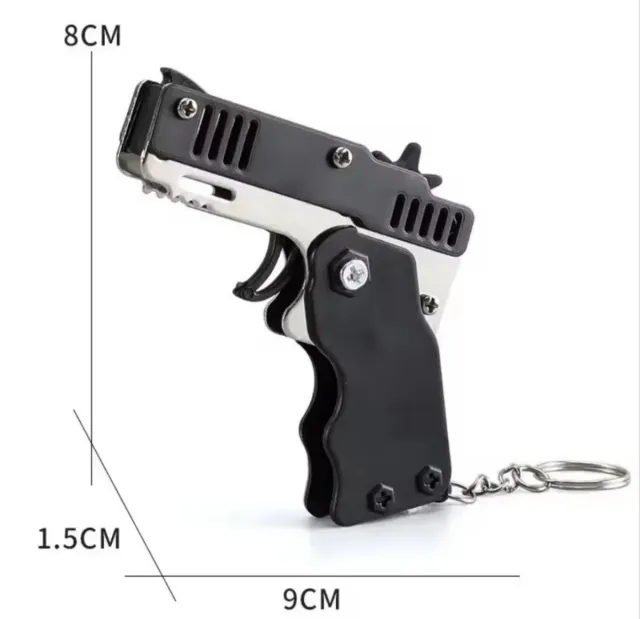 Pistola Gomas Plegable Llavero + 60 Gomas