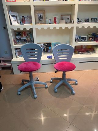 Juego de 2 Sillas de Escritorio Rosas y Grises