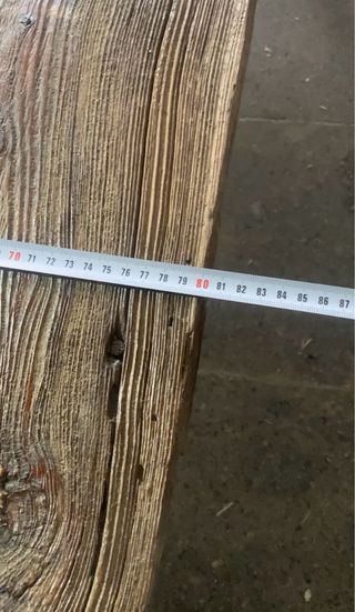 Mesa rústica madera y metal restaurada