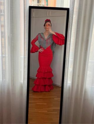 Vestido Flamenca Rojo Volantes