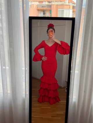 Vestido Flamenca Rojo Volantes