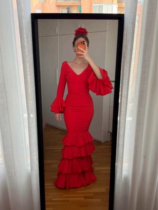 Vestido Flamenca Rojo Volantes