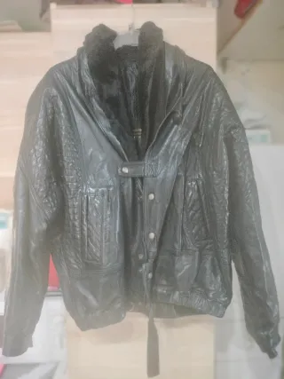 Cazadora Piel Aviador Negra