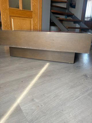 Mesa baja cuadrada madera y cristal