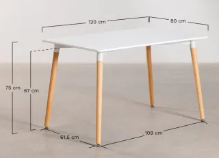 MESA MDF BLANCA Comedor Rectangular 120x80