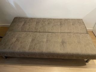 Sofá Cama Beige/Marrón Piel Sintética