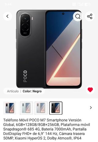 POCO M7 Smartphone Negro 128GB/256GB