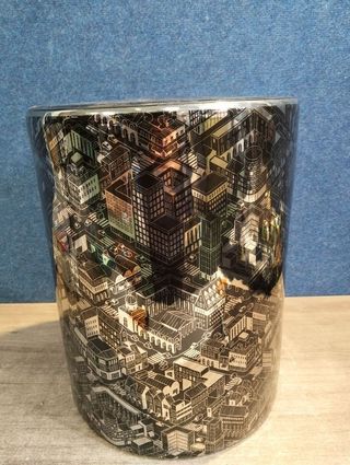 Taburete de cerámica de diseño negro y plata