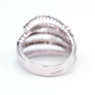 Anillo Oro Blanco Diamantes Negros y Blancos