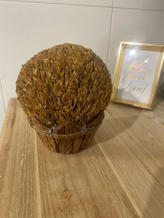 Maceta Adorno Madera y Paja