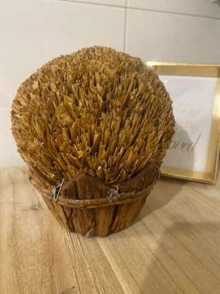 Maceta Adorno Madera y Paja