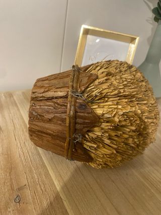 Maceta Adorno Madera y Paja