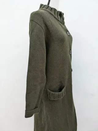 Cappotto vintage 2000s  L lana merino verde kaki s