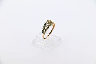 ANILLO PEQUEÑO CORONA 15 CIRCONITAS VERDES