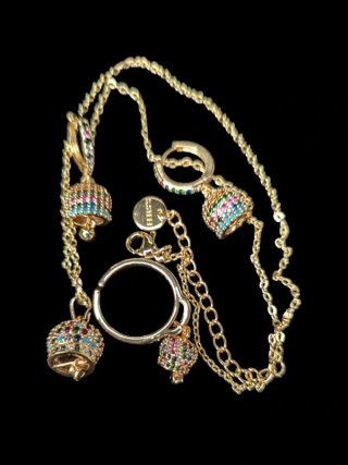 Parure gioielli  multicolor dorati