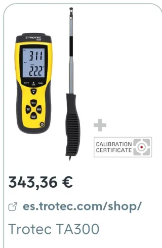 Anemómetro Trotec TA300 con Accesorios