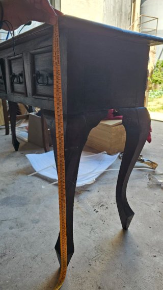 Consola de entrada de madera natural oscura con 6