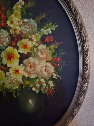 Cuadro al óleo de flores