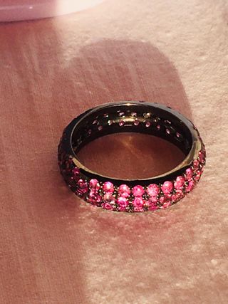 Anillo Tous Plata Pavonada Zafiros Rosas