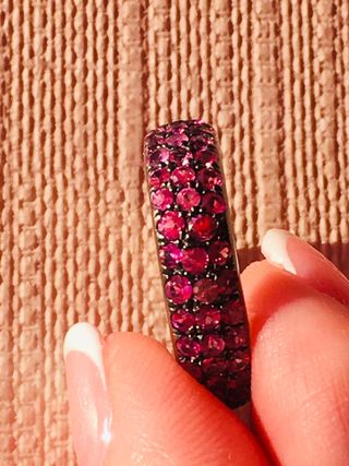 Anillo Tous Plata Pavonada Zafiros Rosas