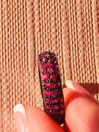 Anillo Tous Plata Pavonada Zafiros Rosas