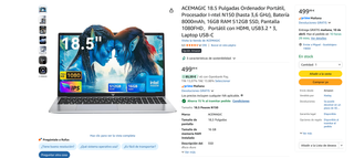 ACEMAGIC Laptop 18.5" SSD 512GB 16GB Win11 Pro
