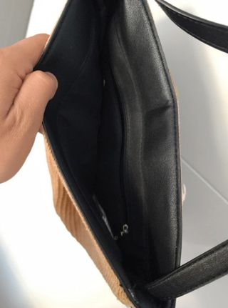 Bolso Yute y Piel Negro Beige Stradivarius