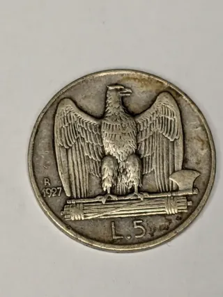 Moneta 5 Lire Aquila 1927