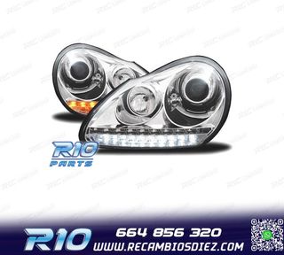 FAROS PARA PORSCHE CAYENNE 03-07 LUZ DIURNA XENON FONDO CROM