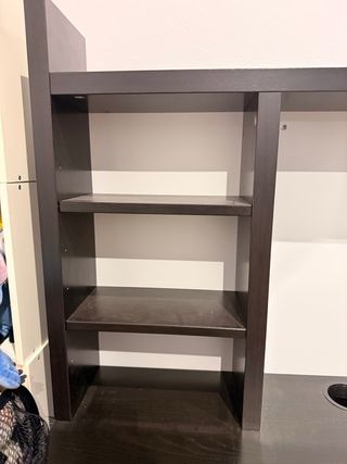 Mesa de Escritorio Negro con Estantería y cajonera