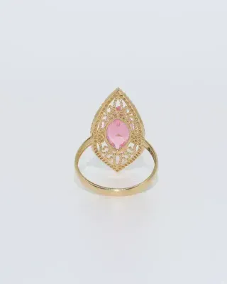 LANZADERA PEQUEÑA PIEDRA ROSA Y CIRCONITAS.