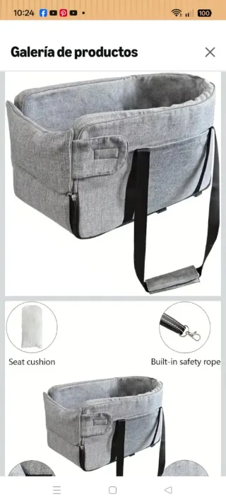 Cesta para perro/gato coche gris