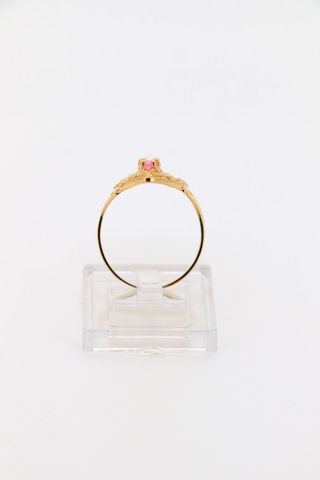 Anillo Oro 3 Piedras Rosas