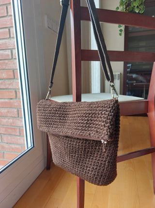 Bolso crochet bandolera marrón nuevo