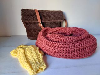 Bolso crochet bandolera marrón nuevo