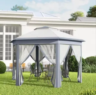 Tenda Gazebo Pieghevole da Giardino con Zanzariera 4x3,40 m